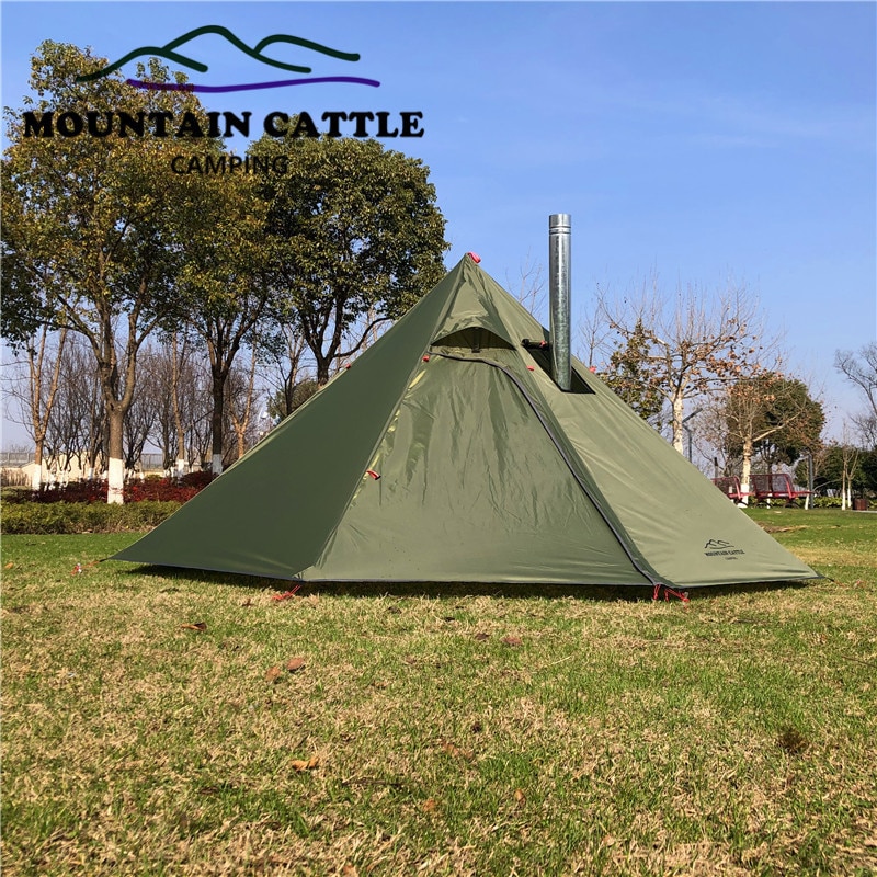 Cheap Goat Tents Ultralight Camping Pyramid Tent 3 4 Person 210T Large Rodless Teepee Tents for Family Team Outdoor Backpacking Camping Hiking Tents 
